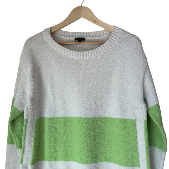 Talbots White, Green, Navy Summer Long Sleeve Sweater, Large Petite - Picture 5 of 10
